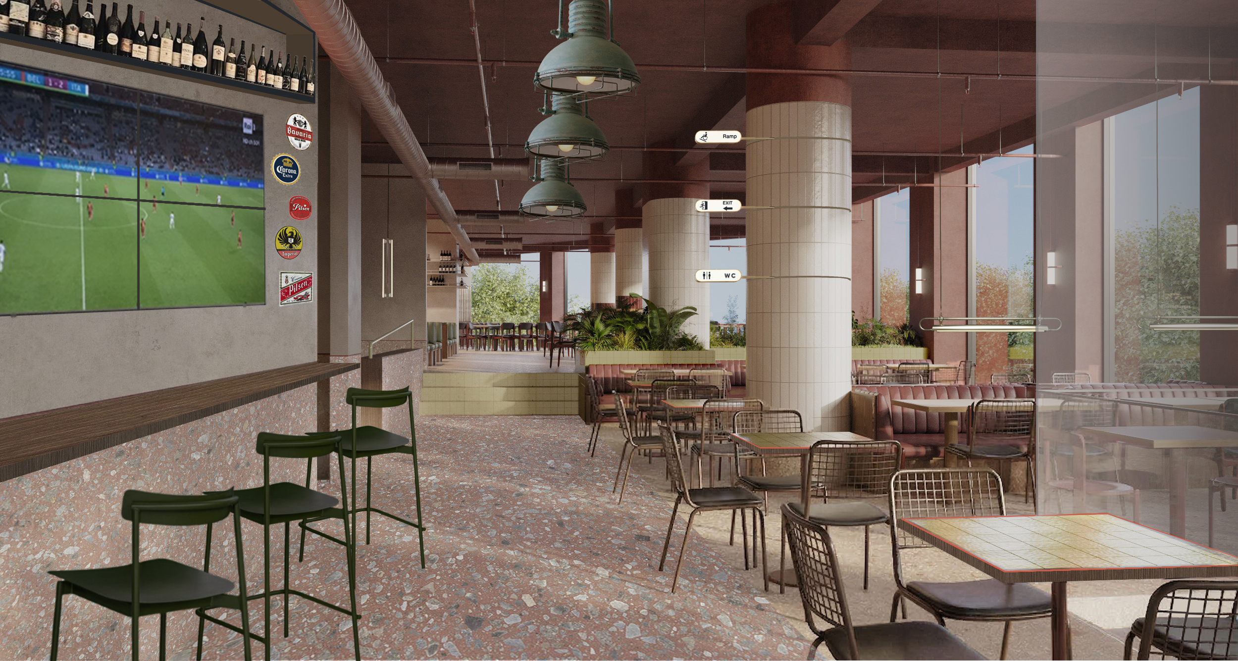 The Corner sports bar terrace at VISTAH